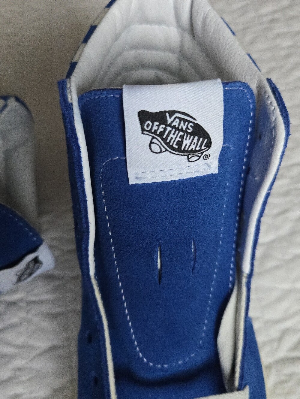 Vans Classic Sk8 Hi Canvas Women Shoes Blue And White High Top Checkers 0926 - Picture 3 of 9